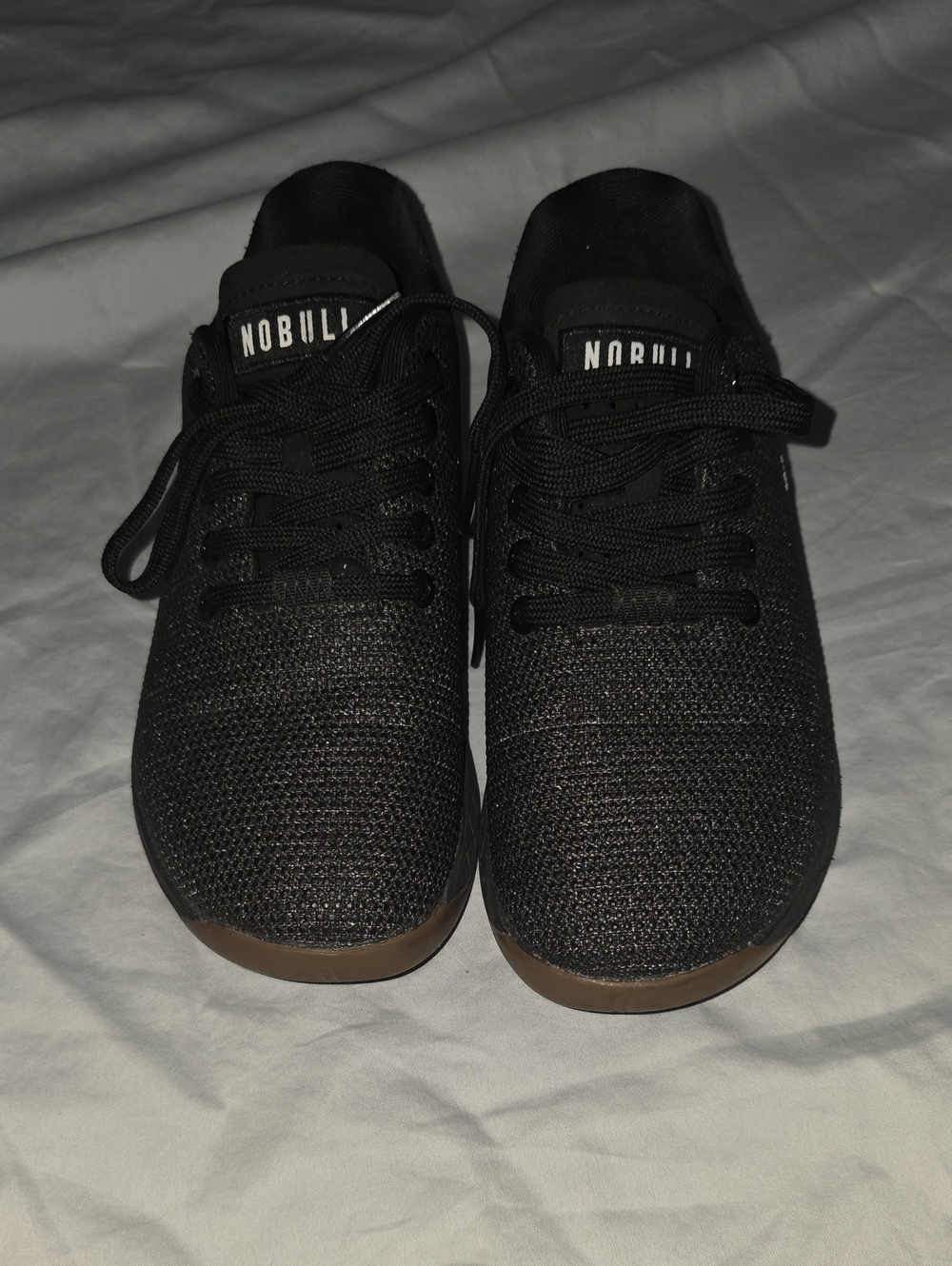 NOBULL Black Knit Sneakers with Brown Sole